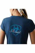 2023 Ariat Womens Logo Script T-Shirt 10043442 - Deep Petroleum
