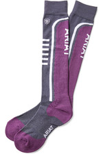 Ariat Unisex Ariattek Slimline Perfromance Socks - Grey / Violet
