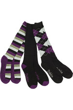 Dublin Womens Socks 3 Pack 31003 - Black / Purple / Grey