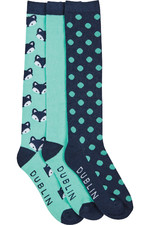 Dublin Womens Fox Print Socks 3 Pack Mint