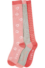 Dublin Horseshoe Socks - Pack of Three - Pink