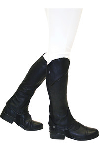 Dublin Childrens Stretch Fit Half Chaps With Patent Piping Black