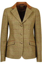 Dublin Womens Albany Tweed Suede Collar Tailored Riding Jacket - Brown