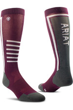 2022 Ariat Ariattek Slimline Performance Socks 10041195 - Mulberry / Ebony