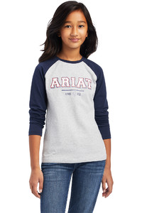 2022 Ariat Junior Varsity Long Sleeve Top 10041248 - Navy / Heather Grey