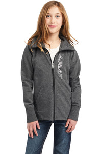 2022 Ariat Junior Team Logo Full Zip Fleece Top 10041370 - Charcoal Grey