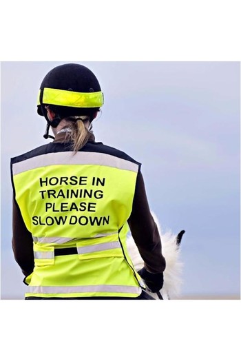 EQUISAFETY AIR WAISTCOAT PLEASE PASS WIDE & SLOWLY HORSE RIDER SAFETY WEAR 