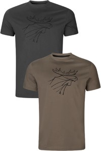 2023 Harkila Mens Graphic T-Shirt 2 Pack 1601049 - Brown Granite / Phantom