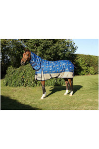 2022 Hy Equestrian StormX 200 Combi Turnout Rug Thelwell Jumps - Blue / Taupe / Navy