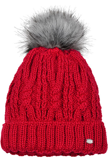 womens red bobble hat
