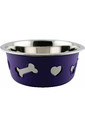 Weatherbeeta Non-Slip Stainless Steel Silicone Bone Dog Bowl - Dark Purple