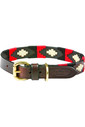 2023 Weatherbeeta Polo Leather Dog Collar 10016990 - Cowdray Brown / Black / Red