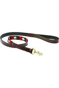 Weatherbeeta Polo Leather Dog Lead - Cowdray Brown / Red