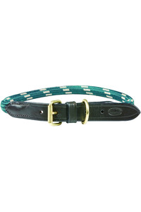 Weatherbeeta Rope Leather Dog Collar - Hunter Green / Brown