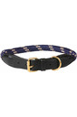 Weatherbeeta Rope Leather Dog Collar - Navy / Brown