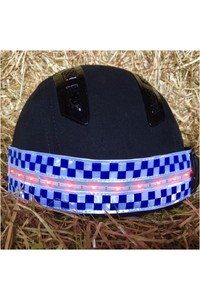 2022  Equisafety Polite Reflective LED Flashing Riding Hat Band POLLED - Blue Check
