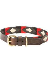2022 Weatherbeeta Polo Leather Dog Collar 10016990 - Brown / Black / Red / White